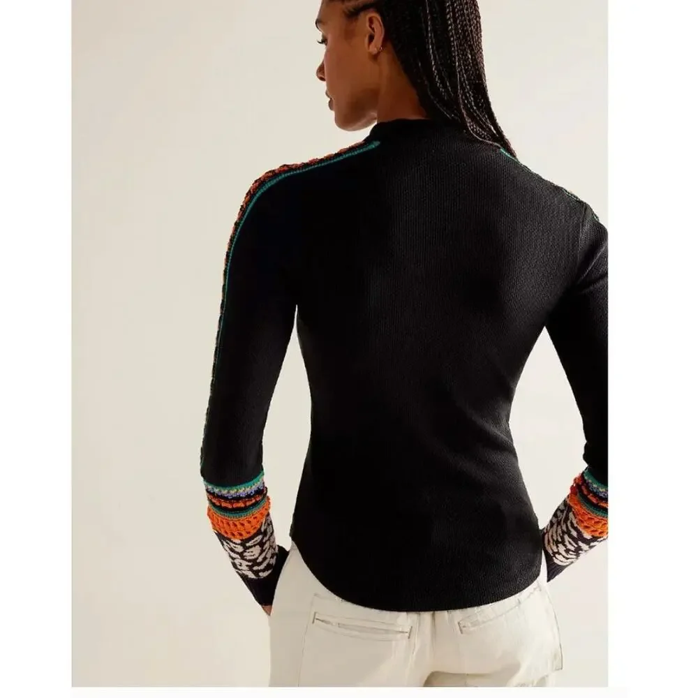 Free People Switch it up Cuff  Thermal Top Small